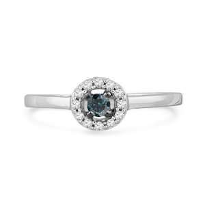   Sterling Silver Blue And White Round Diamond Promise Ring (1/4 cttw