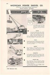 1948 Michigan Power Shovel Co Crane Clam Shovel Dragline Trench Hoe 