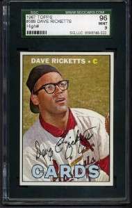 1967 TOPPS DAVE RICKETTS   CARDS   HIGH # SGC 96   9 MINT  
