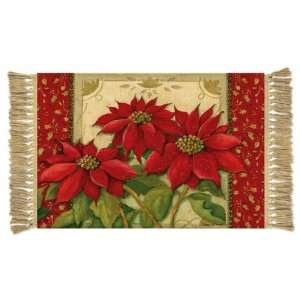  Winter Holiday Christmas Poinsettias Accent Area Rug by 