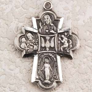  Antique Silver 4 Way Cross Medal Charm Pendant Crucifix 