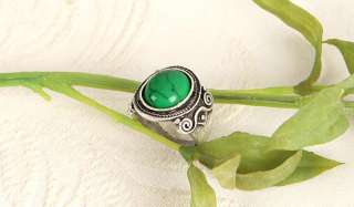Green Turquoise Sterling Silver Plated Vintage Style Ring g109  