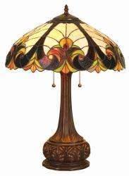 Tiffany style Victorian Bronze Base Table Lamp  