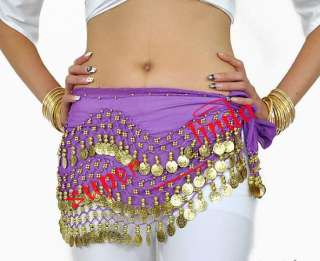 Belly Dance Hip Scarf Belt 158pcs Golden Coin 10 Color  