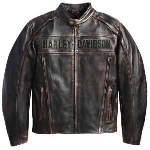 Harley Davidson® Mens Roadway Brown Leather Jacket. Midweight 