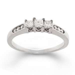 14K White Gold Diamond Past, Present and Future Anniversary Ring (0 