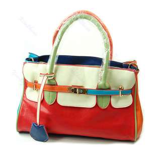 Fashion Women Colorful PU Leather Hobo Purse Clutch Satchel Handbag 
