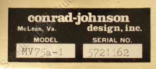 CONRAD JOHNSON MV 75A 1 150W 6550 TUBE STEREO AMP +CAGE CLEAN NICE 