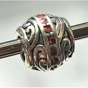  Pandora style triple coated sterling silver plate bead red 