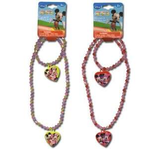  2 Sets Mickey & Minnie Mouse Necklace and Bracelet Set 