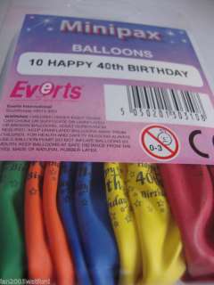 Pack of 10 Birthday balloons ages 18 100 bnip  