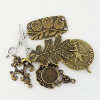 Mixed Size Antique style bronze/silver tone jewelry charm pendant 