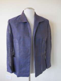 LINDA ALLARD ELLEN TRACY Gorgeous Purple Brown Linen Jacket 12  