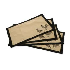   Proud Rooster And Hen Placemats In Tan With Black Edging Exclusive