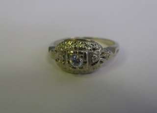   KT White Gold Ladys Filigree Diamond Ring size 5.5 circa 1940 50s