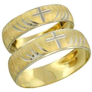  10k Gold 2 Piece His (5.5mm) & Hers (4.5mm) Wedding Ring 