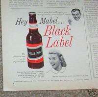 1957 ad BLACK LABEL Beer Carling Brewing AD   Hey Mabel  