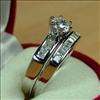 WOW 2CT SOLITAIRE V Wedding Set Platinum bd Ring Sz 8 P  