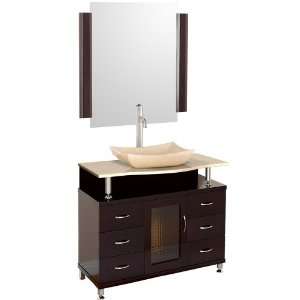 Accara 36 Bathroom Vanity with Drawers   Espresso w/ Ivory Marble 