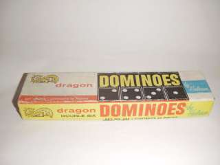 VINTAGE 28 DRAGON DOUBLE SIX #622 DOMINOES BY HALSAM  