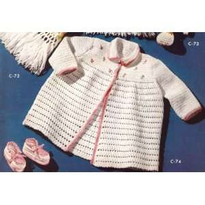 Vintage Crochet PATTERN to make   Baby Sacque Sweater Booties Set. NOT 