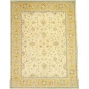  89 x 118 Ivory Hand Knotted Wool Ziegler Rug
