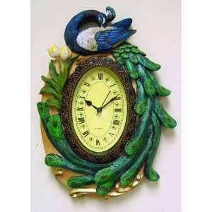  Peacock Shaped Feather Bright Color Wall Clock