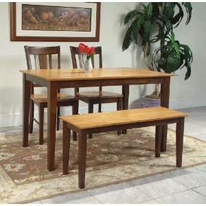  4 Piece Set   Table with 2 Chairs and 1 Bench in Cinnamon 