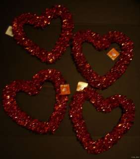 Lot Of 4 Valentine Heart Shaped Garland Wreath Decoration NEW  