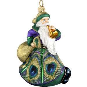  Joy To The World Peacock Santa Ornament