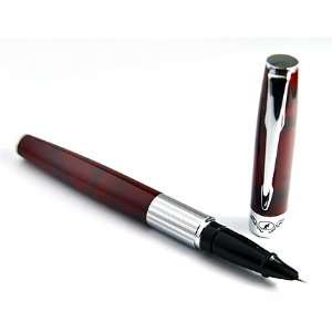 Classic Red Wine Fog Fountain Pen Chrome Carved Ring & Tip 