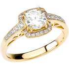   12 Ct Moissanite And Diamond Engagement Ring Cushion 14k Yellow Gold