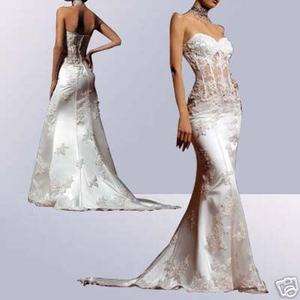 White/Ivory Mermaid Wedding Prom Dress Formal Gown SizeCustom  