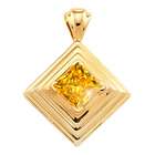   14K White Gold Pendant with Orange Yellow Diamond 1 carat Princess cut