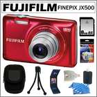 FujiFilm Fuji Finepix JX500 14MP Digital Camera Red 8GB Accessory Kit
