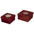 CC Home Furnishings Pack of 4 Decorative Wood Look Antiqued Circle 