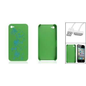   Cable + Laser Cut Style Printed Green Cover for iPhone 4 Electronics