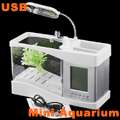 Mini USB Fish Tank Colorful LED Aquarium Desktop Lamp Light Black 