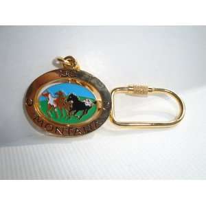 Montana Brass Key Chain Spinner with 3 horses Everything 