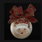   Hand Painted Mrs. Claus Face Gold Glass Ball Christmas Ornament 4