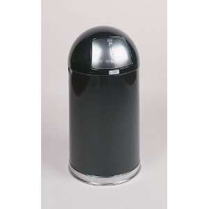  United 12 gallon Steel Round Top Black Waste Receptacle 