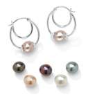 PalmBeach Jewelry Six Sets Pearl Silver Earrings