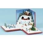   Animated Fold Out Christmas Present Music Box With Winter Scene