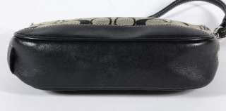 Coach Signature Khaki Canvas Baguette Clutch Navy Leather Trim 6094 