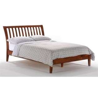   Bed w Curved Headboard & King Folding Bench Footboard in Medium Oak at