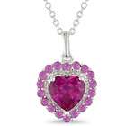   Silver 1/10 ctw Diamond and Created Sapphire Pendant with Chain J K,I3