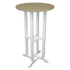   Earth Friendly Outdoor Patio Bistro Bar Table   White and Khaki