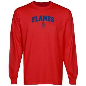  NCAA UIC Flames Red Logo Arch Long Sleeve T shirt Sports 