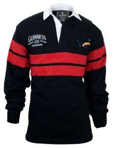 Official Guinness Black and Red Toucan Long Sleeve Rugby Shirt  