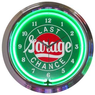 Last Chance Garage Hot rod shop neon clock sign lamp  